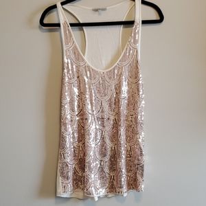 Charlotte Russell Rose Gold Sequin Racer Back - M